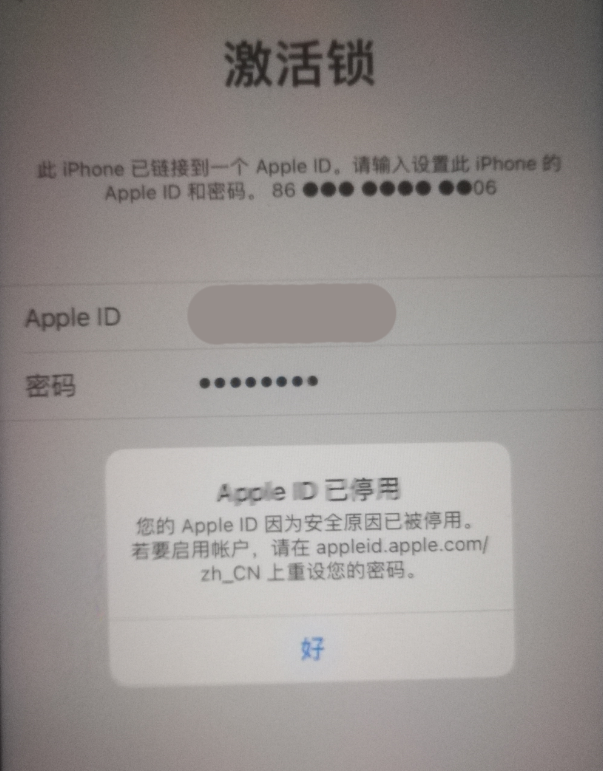 凤城苹果手机维修分享iPhone 12 出现提示“Apple ID 已停用”怎么办 
